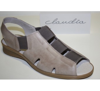 Zapato tipo sandalia color taupe ancho especial